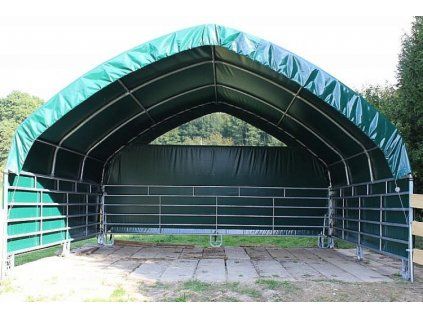 Mobilní plachtový přístřešek 6x6 m s větrací sítí a stěnami až na zem