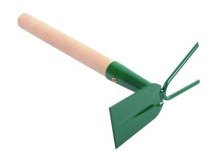 Motyčka okopávací s ostřím a 2 hroty, s násadou