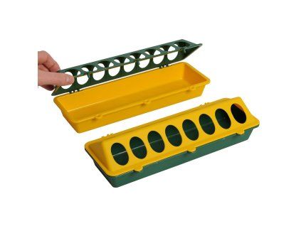 Žlabové krmítko 30cm žluto-zelené plastové