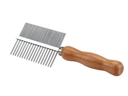 Hřeben s dřevěným madlem dvojitý
