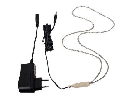 Vyhřívací topný kabel 24V/10W s adaptérem, nerezové opletení