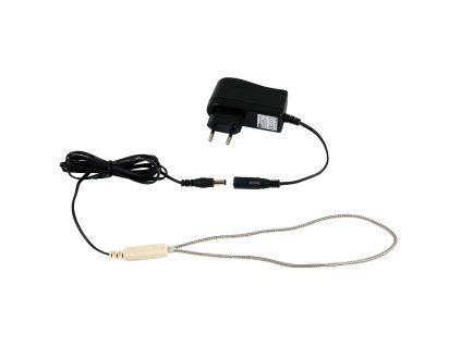 Vyhřívací topný kabel 12/5W s adaptérem, nerezové opletení